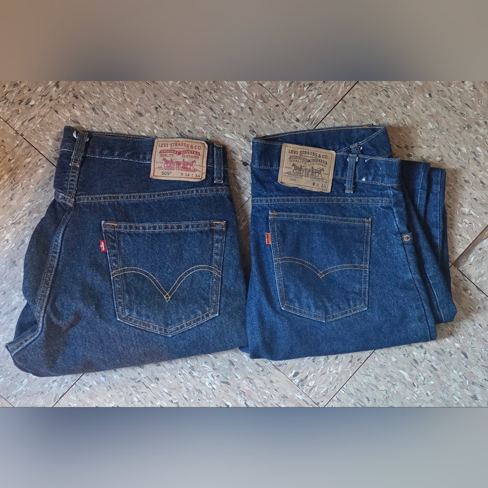 Bundle Of 2 Levi's 505 Men's Blue Jeans 34 X 34 - Picture 2 of 3